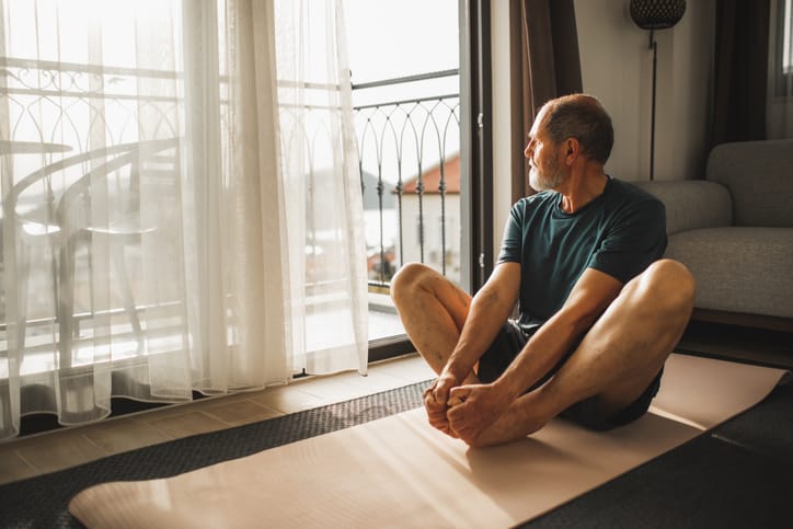 Photo shows man stretching