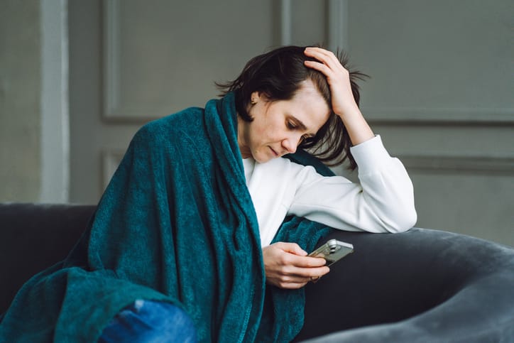 Photo shows woman unable to sleep