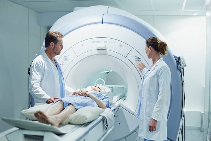 Photo shows patient getting MRI scan
