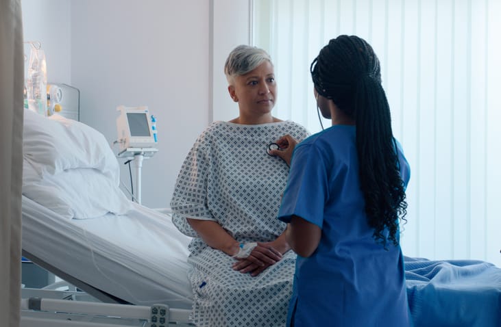 Heart patient in a hospital room